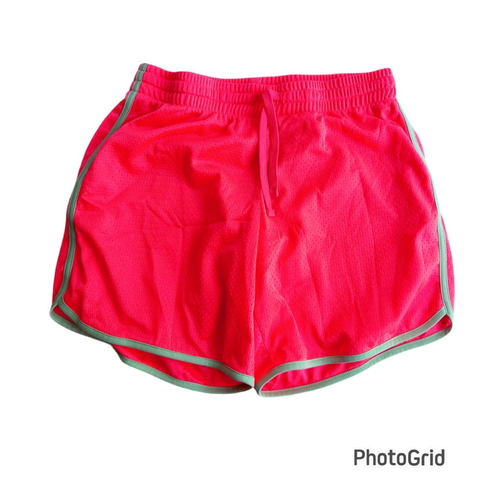 Danskin Now Women's Medium Size 8 -10 Pink mesh Athletic Shorts turquoise stripe